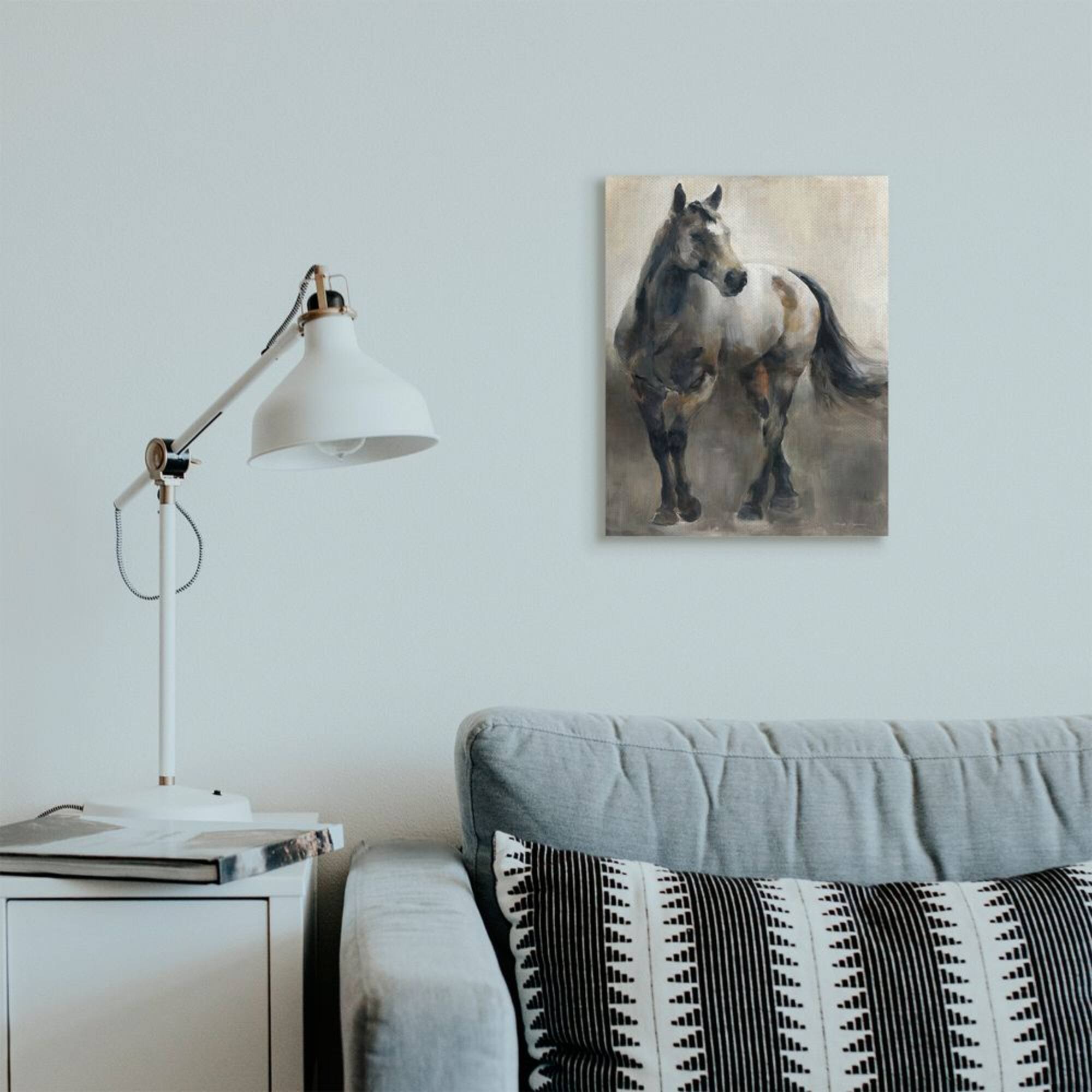 Stupell Industries Abstract Wild Horse Stance Brown Black Painting Canvas Wall Art